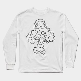 The Perfect Magic Mushroom: Trippy Dripping Wavy Black and White Contour Line Art. Long Sleeve T-Shirt